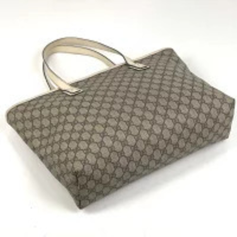 Gucci beige white tote canvas GG bag shoulder Tan White
